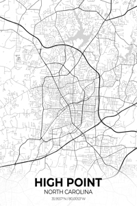 High Point North Carolina City Map Print