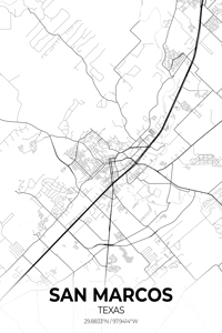 San Marcos Texas City Map Print
