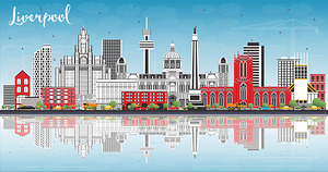 Liverpool England City Skyline Print