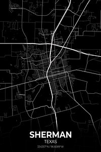 Sherman Texas City Map Print