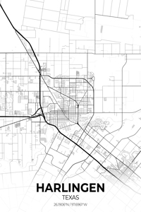 Harlingen Texas City Map Print