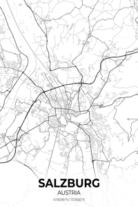 Salzburg Austria City Map Print