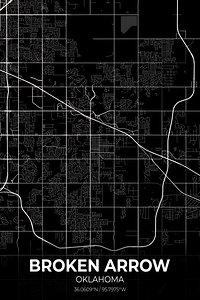 Broken Arrow Oklahoma City Map Print