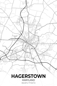 Hagerstown Maryland City Map Print
