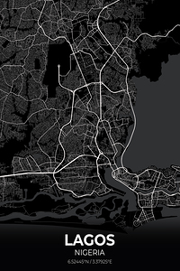 Lagos Nigeria City Map Print