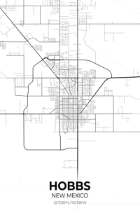 Hobbs New Mexico City Map Print