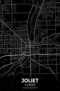 Joliet Illinois City Map Print
