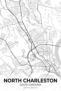North Charleston South Carolina City Map Print