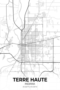Terre Haute Indiana City Map Print