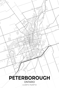 Peterborough Ontario City Map Print