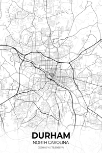 Durham North Carolina City Map Print