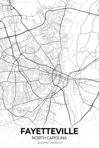 Fayetteville North Carolina City Map Print