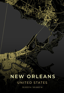 New Orleans Louisiana City Map Print