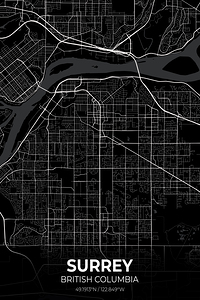 Surrey British Columbia City Map Print