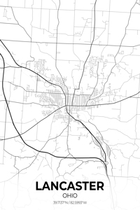 Lancaster Ohio City Map Print