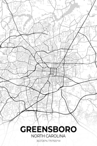 Greensboro North Carolina City Map Print