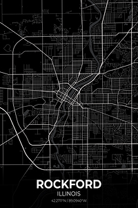 Rockford Illinois City Map Print