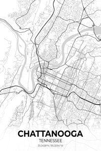 Chattanooga Tennessee City Map Print