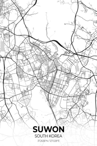 Suwon South Korea City Map Print