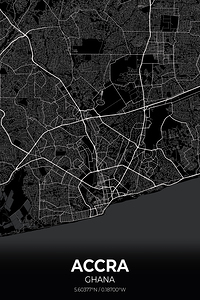 Accra Ghana City Map Print