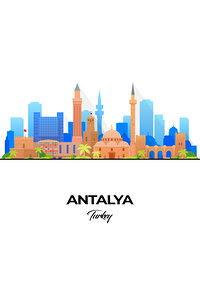Antalya Turkey City Skyline Print