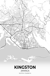 Kingston Jamaica City Map Print