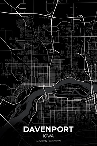 Davenport Iowa City Map Print