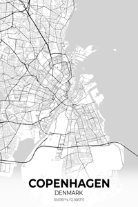 Copenhagen Denmark City Map Print