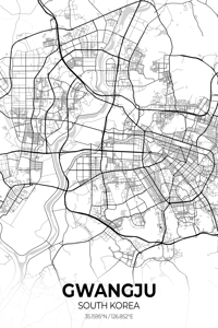 Gwangju South Korea City Map Print
