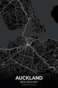 Auckland New Zealand City Map Print