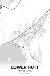 Lower Hutt New Zealand City Map Print