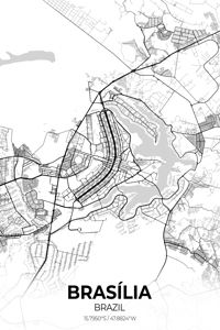 Brasilia Brazil City Map Print