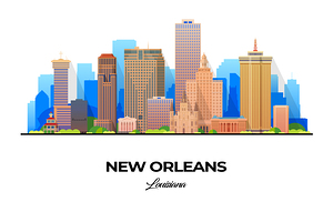 New Orleans Louisiana City Skyline Print