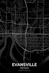 Evansville Indiana City Map Print