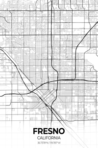 Fresno California City Map Print