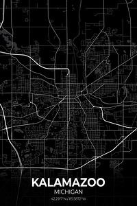 Kalamazoo Michigan City Map Print