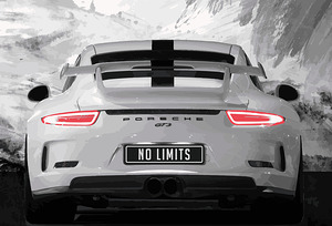 No Limits Porsche License Plate Motivational Print