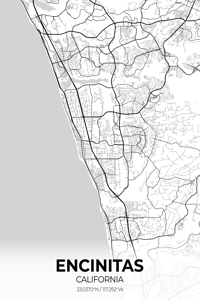 Encinitas California City Map Print