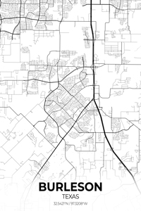 Burleson Texas City Map Print