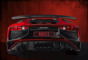 Hustle License Plate Motivational Print