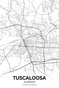 Tuscaloosa Alabama City Map Print