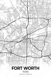 Fort Worth Texas City Map Print