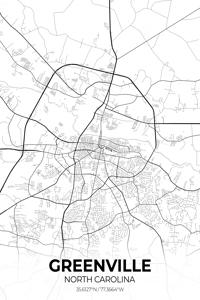 Greenville North Carolina City Map Print