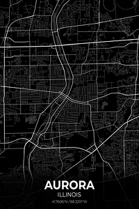 Aurora Illinois City Map Print