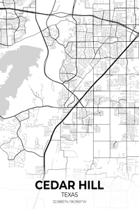 Cedar Hill Texas City Map Print