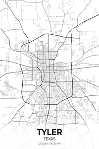 Tyler Texas City Map Print