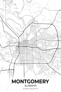 Montgomery Alabama City Map Print