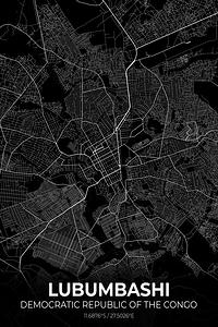 Lubumbashi Congo City Map Print