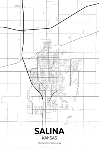 Salina Kansas City Map Print