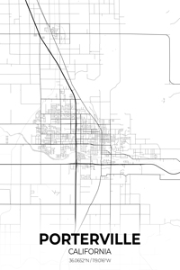 Porterville California City Map Print